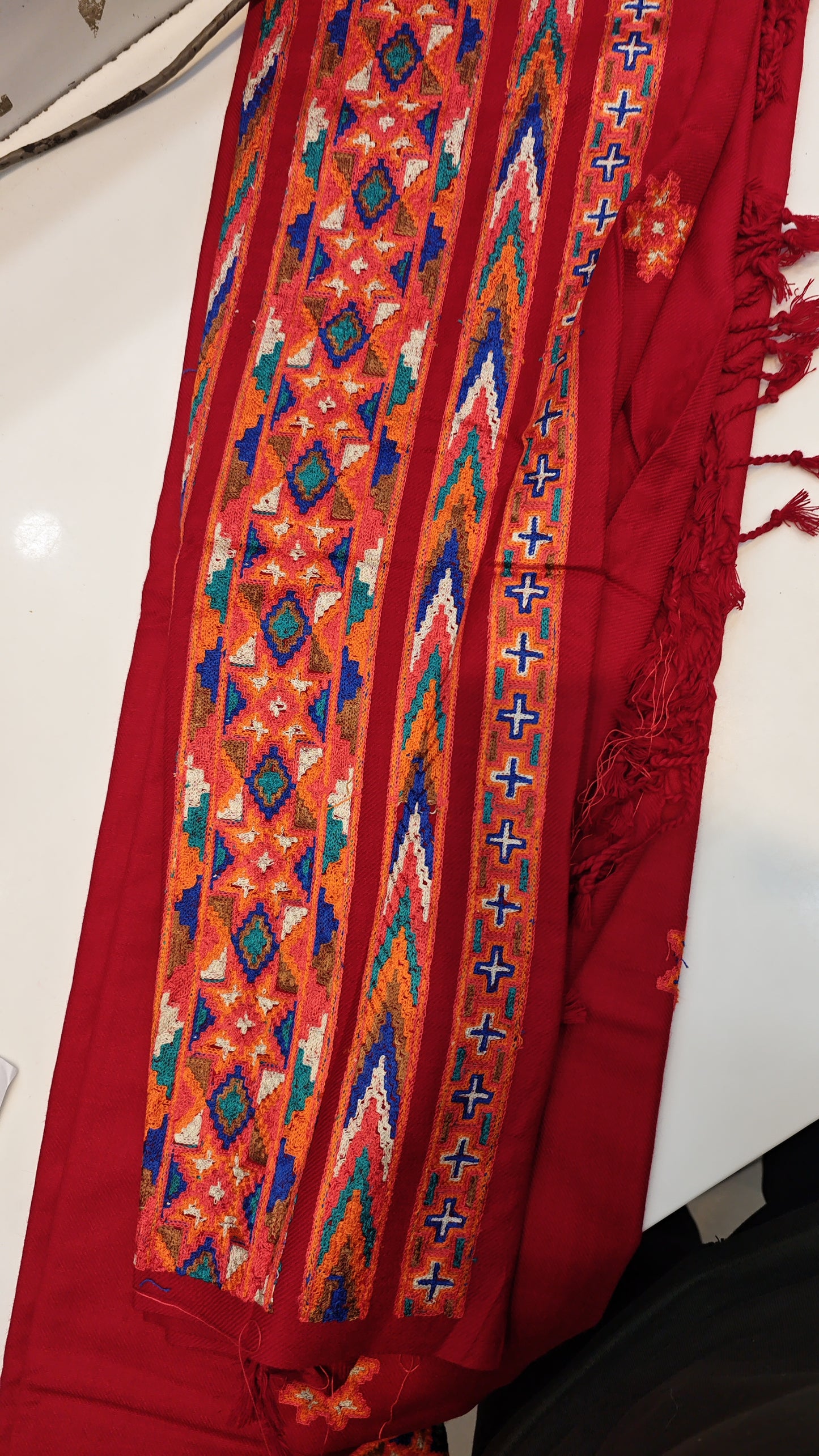 Red woolen suit
