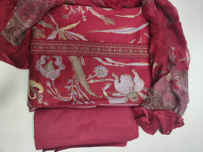 Pure Cotton with Girlish,Patti Work And Unstitched Suit