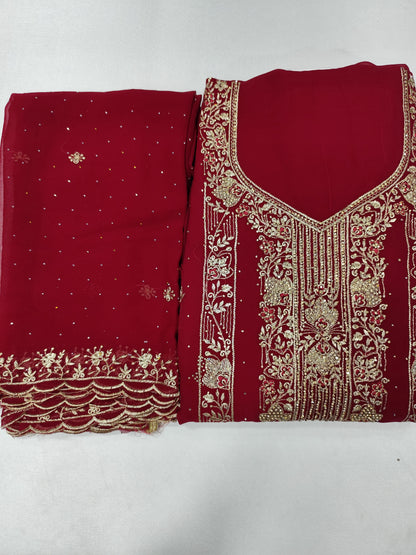 Partywear unstitched Georgette suit with dupatta and bottom