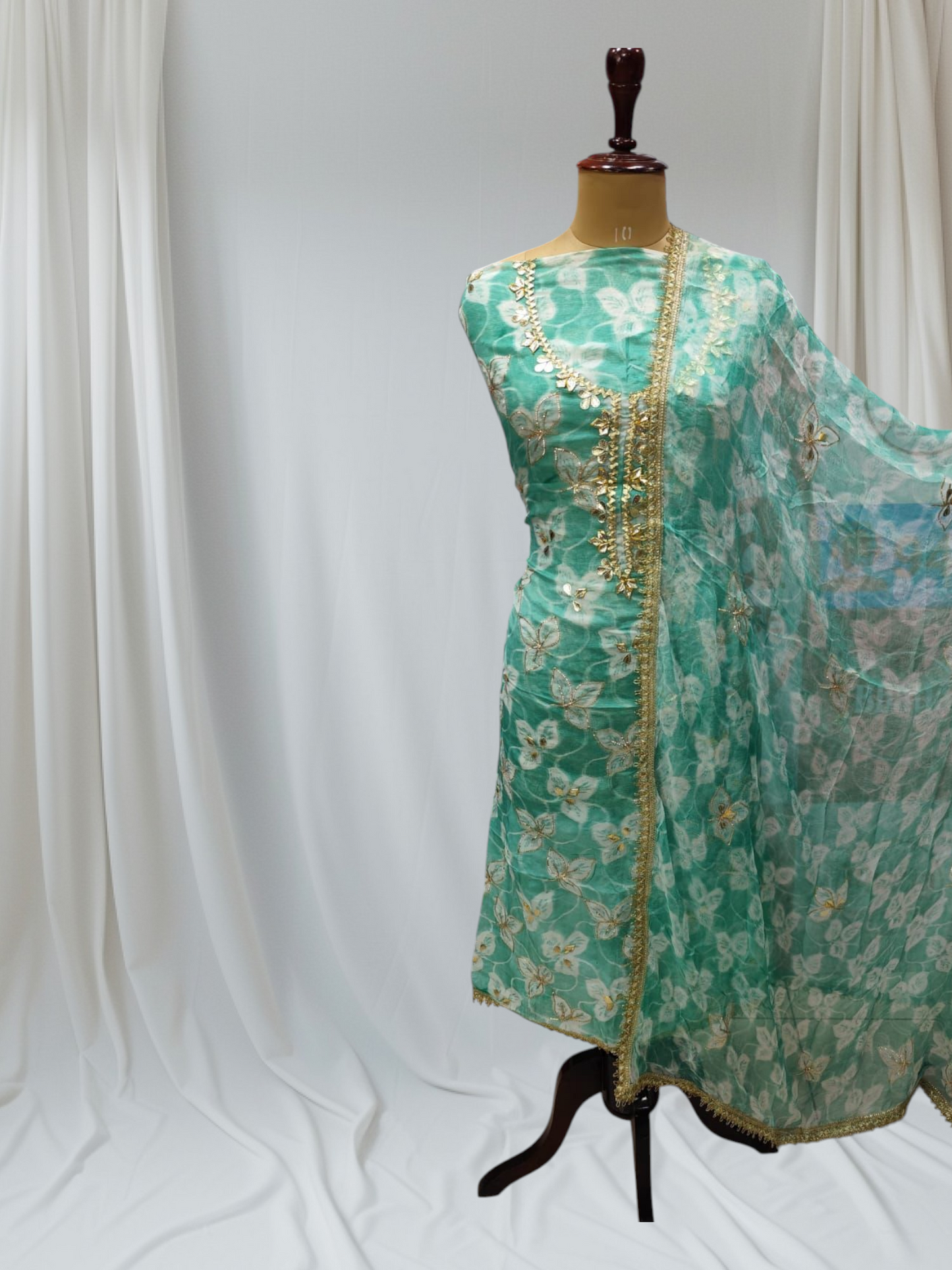 Designer Silk Salwar and Partywear Thread Gotta Work Unstitched Suit