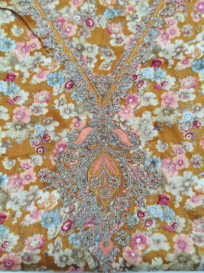 Fancy Suit Gala Work Unstitched Suit With Print Dupatta