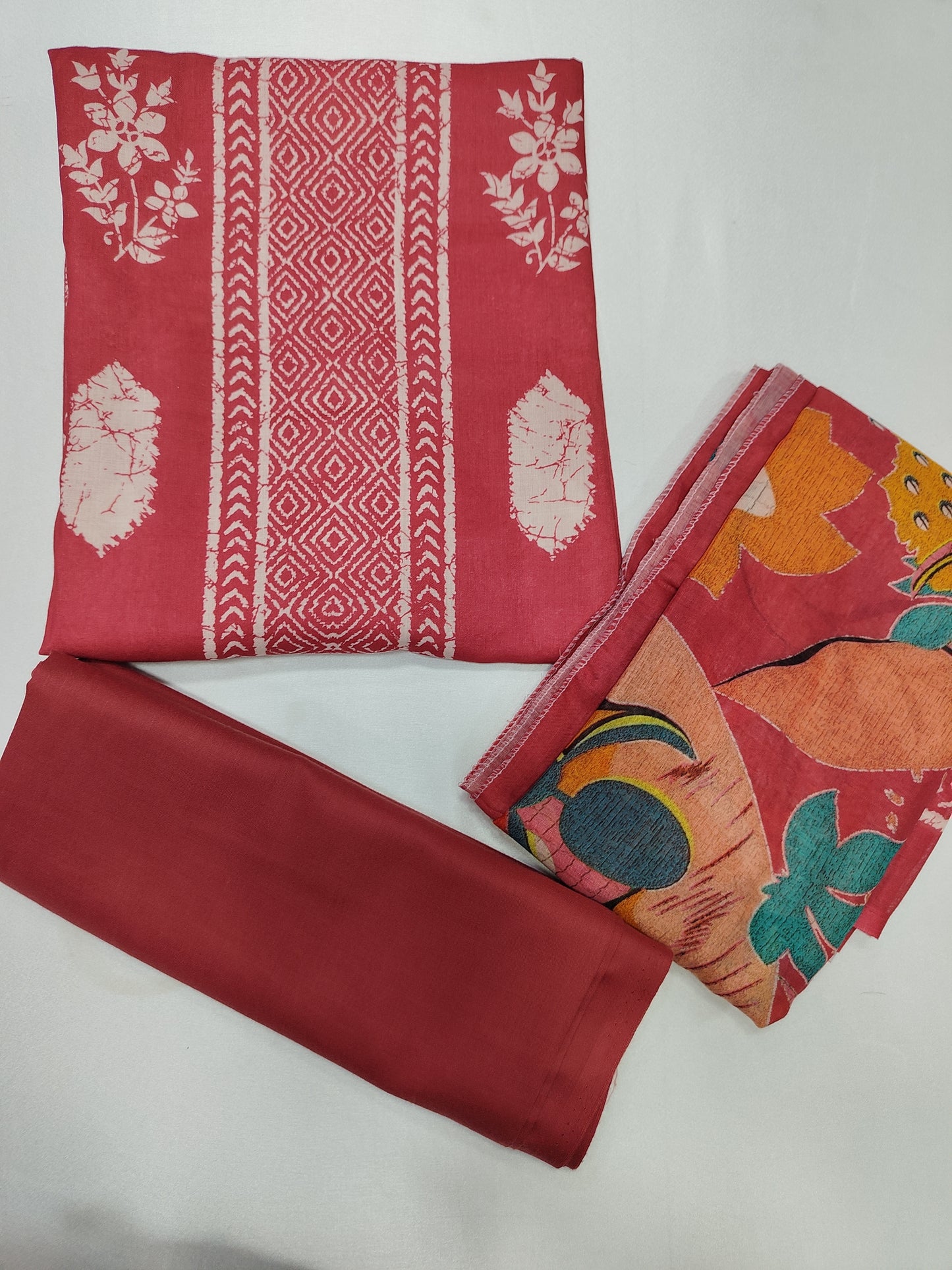 Printed Suit With floral work Unstitched Cotton Suit