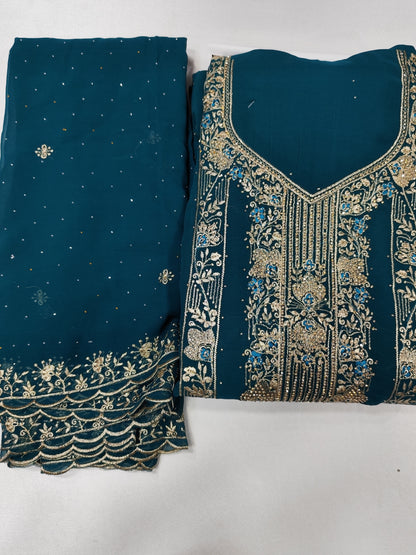 Partywear unstitched Georgette suit with dupatta and bottom