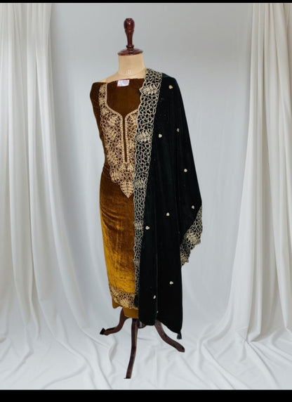 Premium Digital Velvet Designer 2 Side dupatta Unstitched Suit
