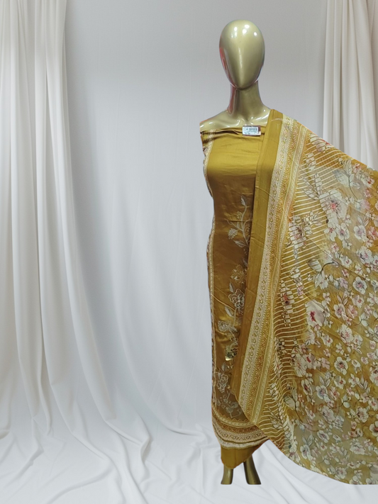 Pure Jaam Cotton Embroidery Work With Pannel Work Simple Dupatta With Unstitched Suit
